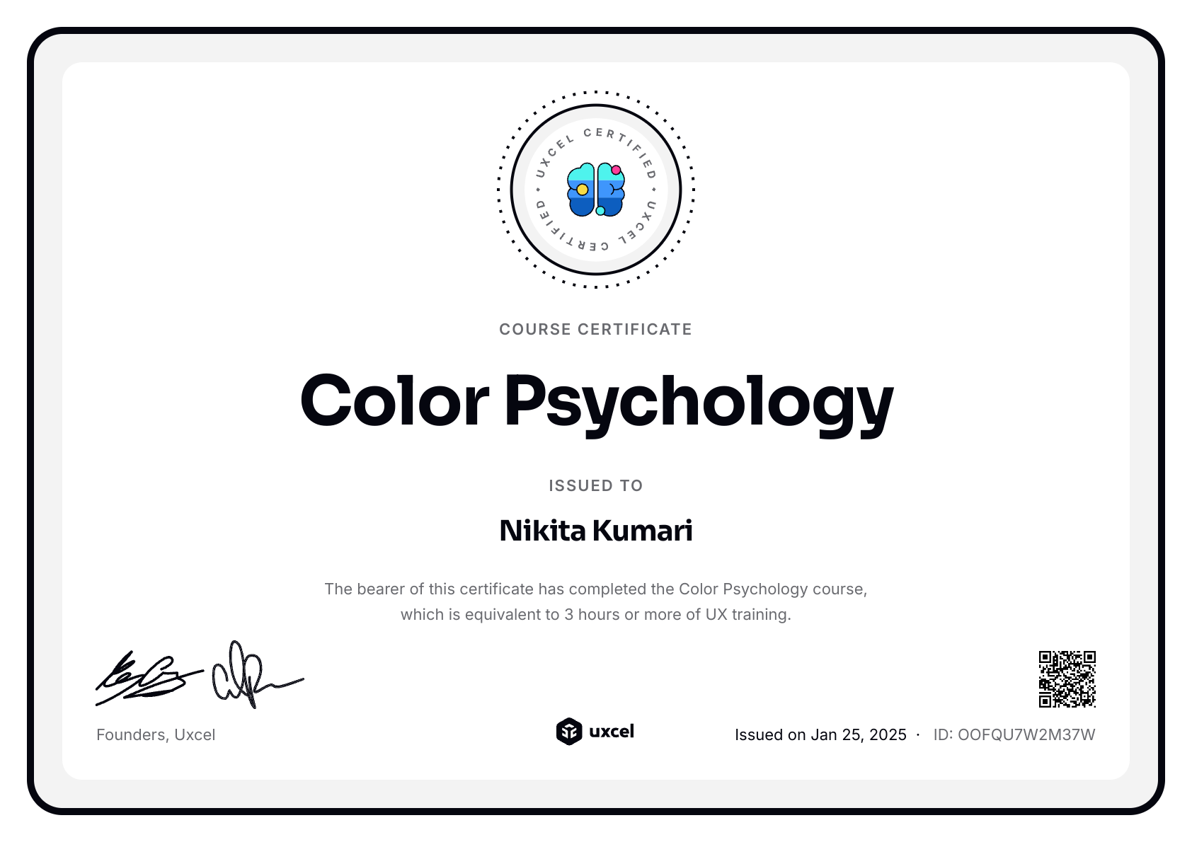 Nikita Kumari's certificate